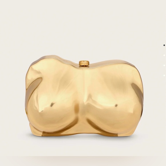 NEW CULT GAIA  REINA CLUTCH $898 BRUSHED BRASS BUST - Picture 3 of 9